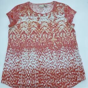 Chico’s Top Gold Studded Orange & Pink Short Sleeve Medium